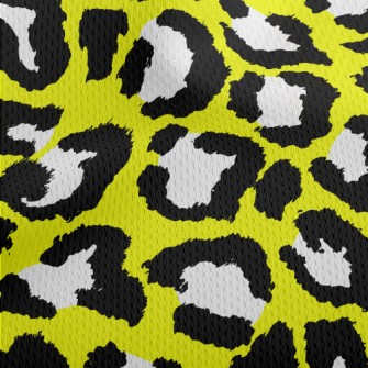 Yellow Leopard Pattern Athletic Mesh Flat Back