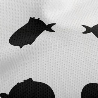Simple Fish Silhouette Athletic Mesh Flat Back