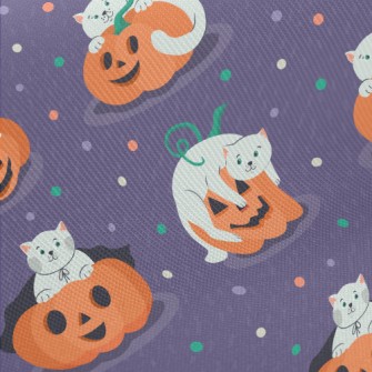 Cat And Jack-O&#39;-Lantern Twill