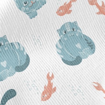 Blue Cat Teasing Goldfish Standard Corduroy