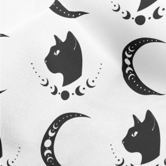 Cat And Moon Symbol Micro Fleece