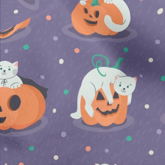 Cat And Jack-O&#39;-Lantern Micro Fleece
