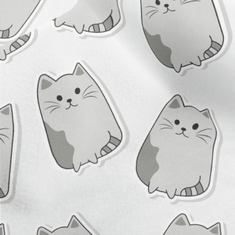 Gray Cartoon Cat Micro Fleece