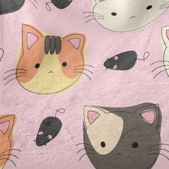 Hand Drawn Cat Face Doodle Minky