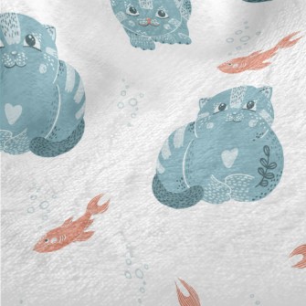 Blue Cat Teasing Goldfish Minky