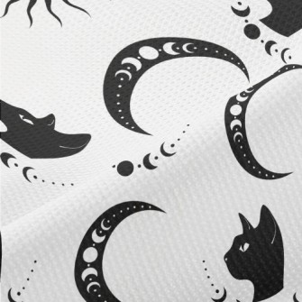 Cat And Moon Symbol Piqué