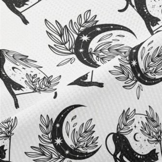 Mystical Symbols And Cats Piqué