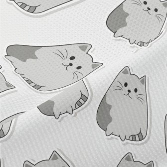 Gray Cartoon Cat Piqué