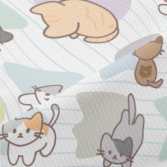 Japanese Cartoon Cat Piqué