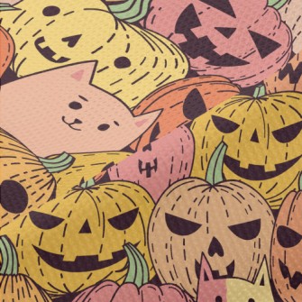 Cat Pumpkin Hide And Seek Piqué