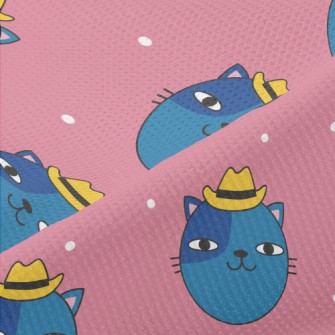 Funny Cat In Cowboy Hat Piqué