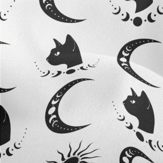 Cat And Moon Symbol Lightweight Performance Linen