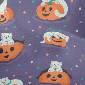 Cat And Jack-O&#39;-Lantern Lightweight Performance Linen