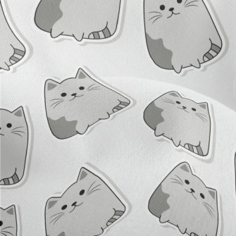 Gray Cartoon Cat Lightweight Performance Linen