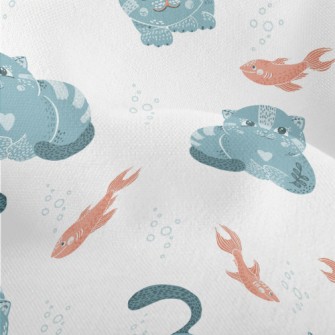Blue Cat Teasing Goldfish Lightweight Performance Linen
