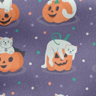 Cat And Jack-O&#39;-Lantern Jersey Backed Fleece