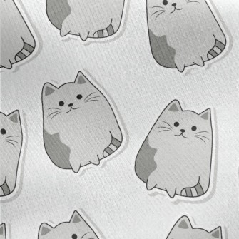 Gray Cartoon Cat Jersey Backed Fleece