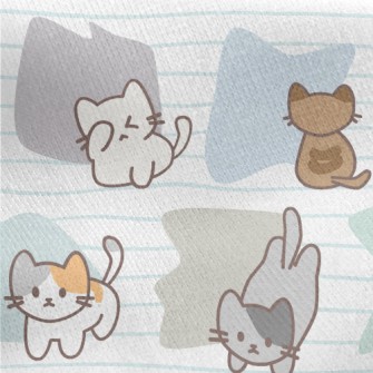 Japanese Cartoon Cat Jersey Backed Fleece