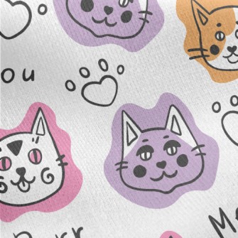 Funny Cat Doodles Jersey Backed Fleece