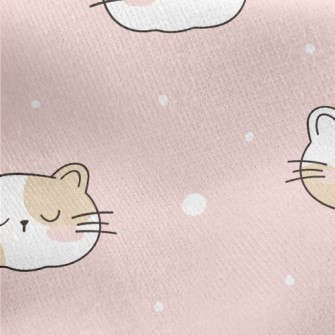 Cute Sleeping Cat Jersey Backed Fleece