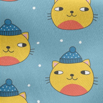 Warm Wool Hat Cat Jersey Backed Fleece