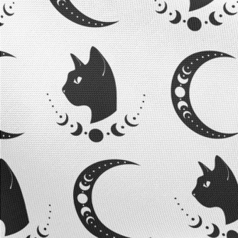 Cat And Moon Symbol Pongee