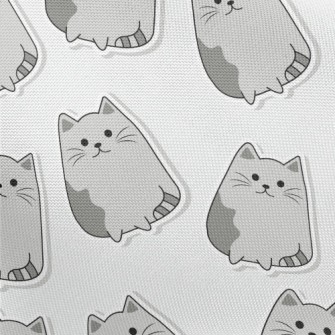 Gray Cartoon Cat Pongee