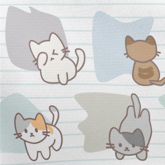 Japanese Cartoon Cat Pongee