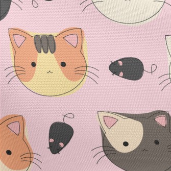 Hand Drawn Cat Face Doodle Pongee