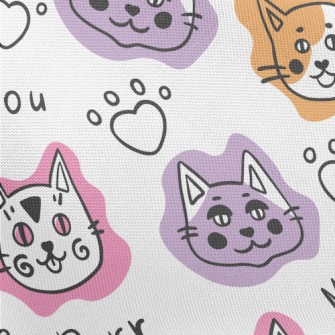 Funny Cat Doodles Pongee