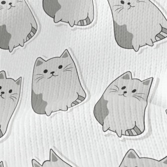 Gray Cartoon Cat Stretch Jersey