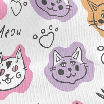 Funny Cat Doodles Stretch Jersey