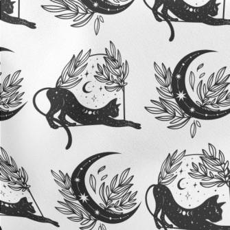 Mystical Symbols And Cats Lightweight Cotton Poplin