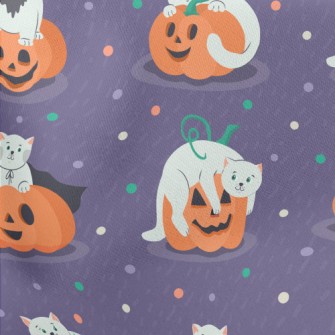 Cat And Jack-O&#39;-Lantern Lightweight Cotton Poplin