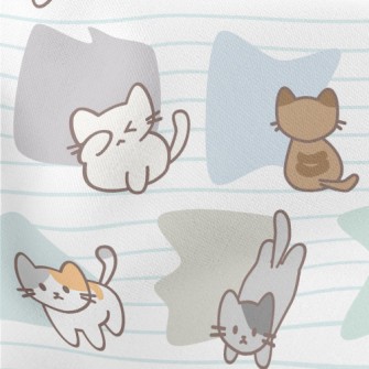 Japanese Cartoon Cat Lightweight Cotton Poplin