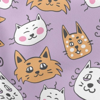 Funny Cat Face Graffiti Lightweight Cotton Poplin