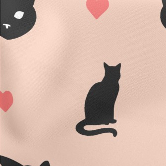 Elegant Cat Silhouette Lightweight Cotton Poplin