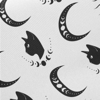 Cat And Moon Symbol Midweight Cotton Poplin