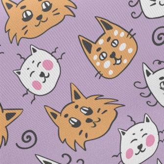 Funny Cat Face Graffiti Midweight Cotton Poplin