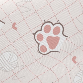 Cat Meat Ball And Yarn Ball Midweight Cotton Poplin