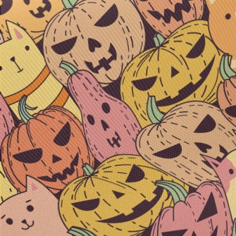 Cat Pumpkin Hide And Seek Midweight Cotton Poplin