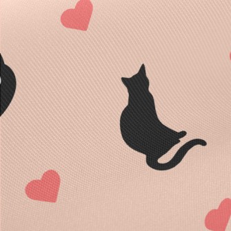 Elegant Cat Silhouette Midweight Cotton Poplin