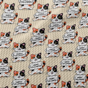 Halloween Calico Cat Birdseye Piqué