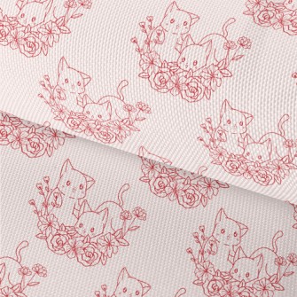 Cute Cat And Flowers Waterproof Oxford