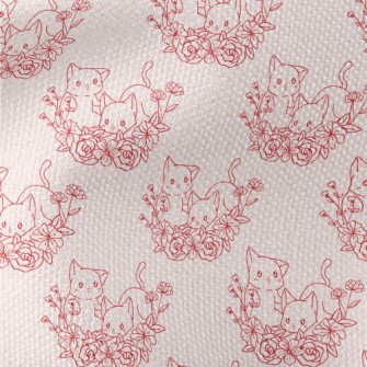 Cute Cat And Flowers Waterproof Canvas