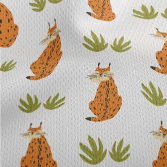 Hand Drawn Wild Lynx Athletic Mesh Flat Back