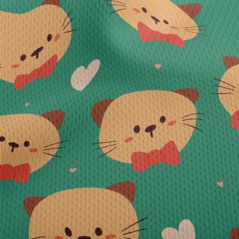 Cute Bow Tie Cat Athletic Mesh Flat Back