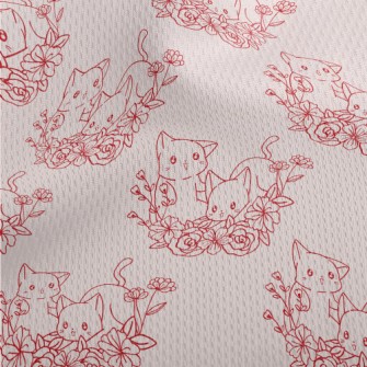 Cute Cat And Flowers Athletic Mesh Flat Back