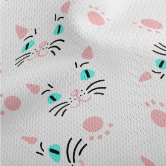 Cat Face And Paw Print Athletic Mesh Flat Back