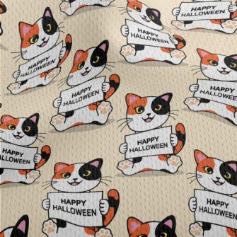 Halloween Calico Cat Athletic Mesh Flat Back